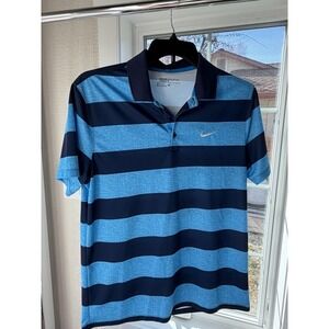 NIKE Dri Fit, golf shirt, Short Sleeve, Blue Striped, Excellent Condition